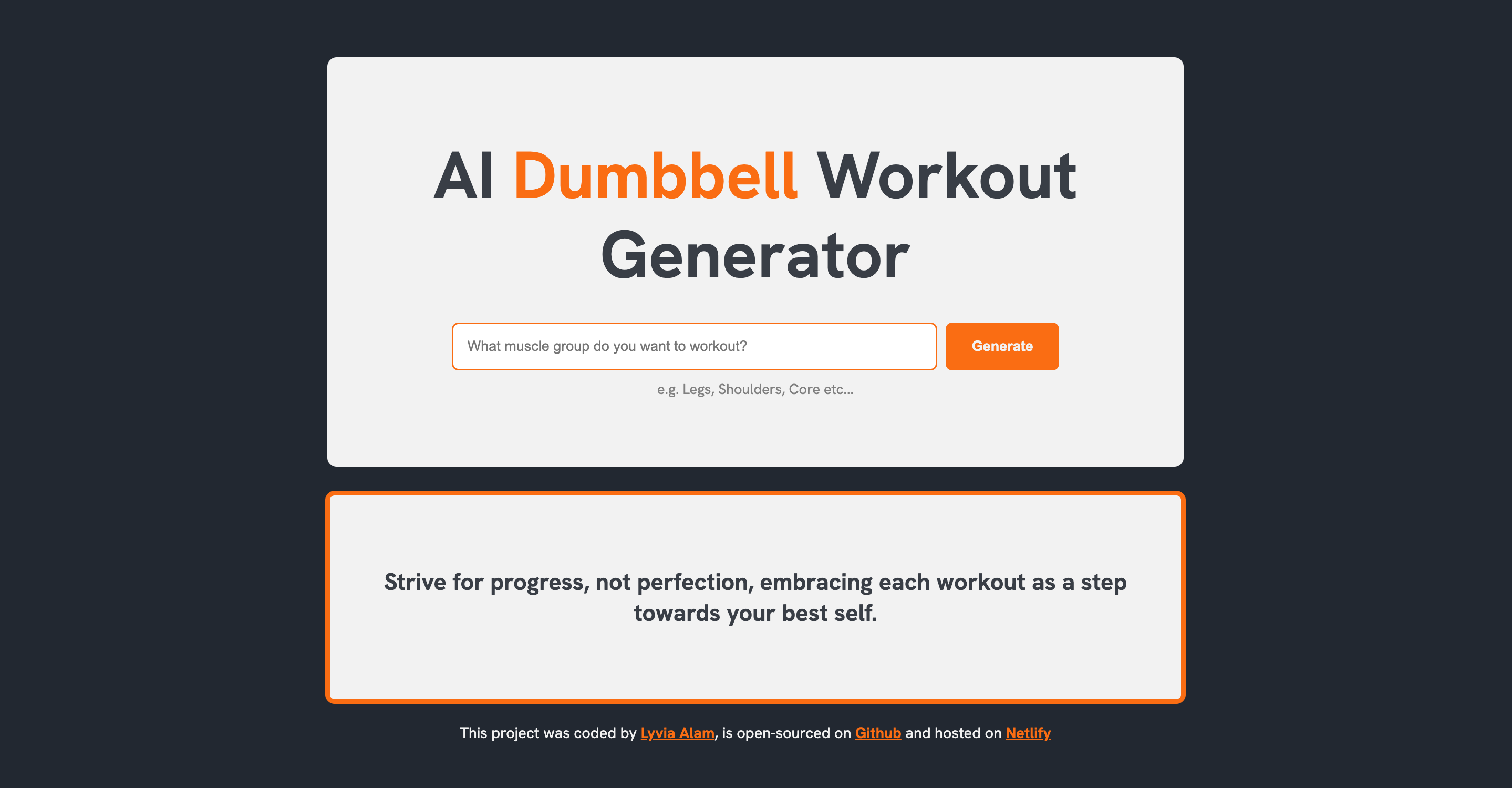 AI Dumbbell Workout Generator App